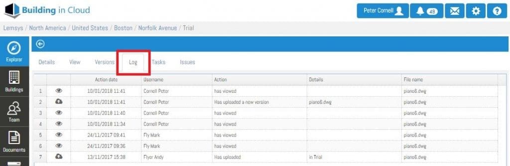 Log - Software BIM Bulding in Cloud